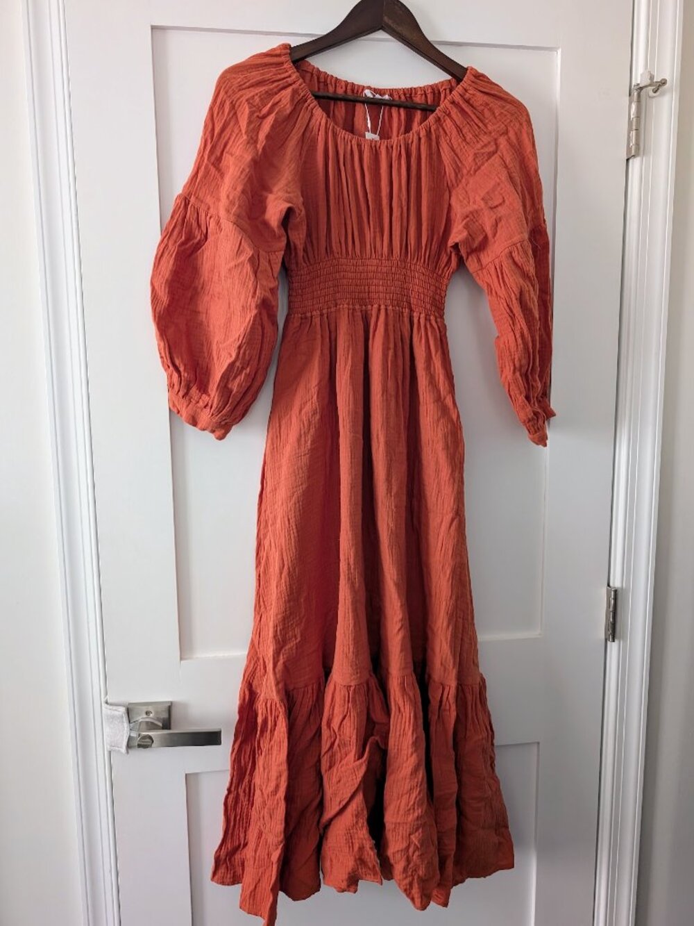 NWT Emme Mama Eliza Maternity Dress orange-coral Cotton Gauze size M